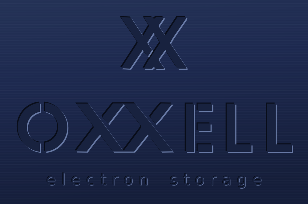 Oxxell mark engraved on navy anodized housing